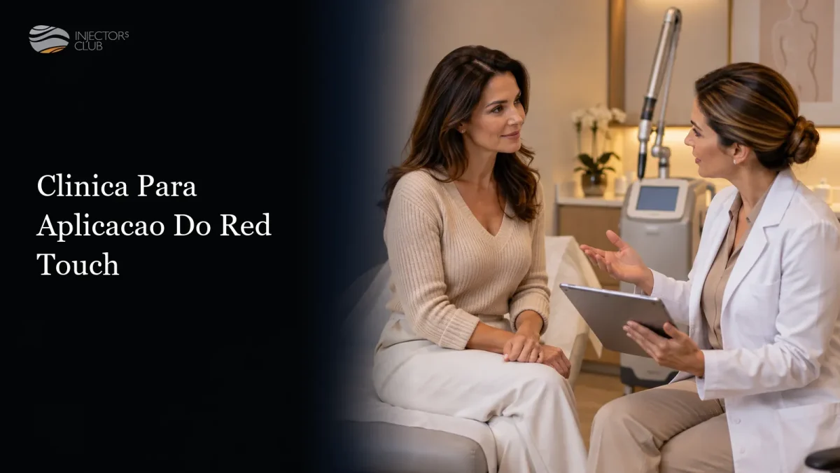 Clínica para aplicação do Red Touch Consulta de avaliação com o equipamento ao fundo — clínica para aplicação do Red Touch
