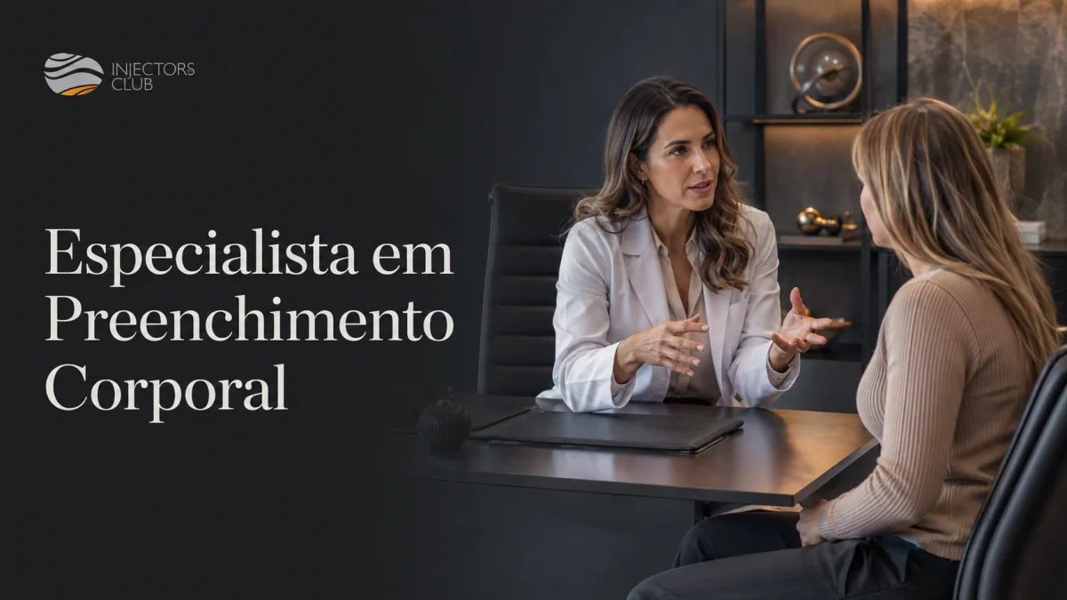Consulta de avaliação em consultório — especialista em preenchimento corporal
