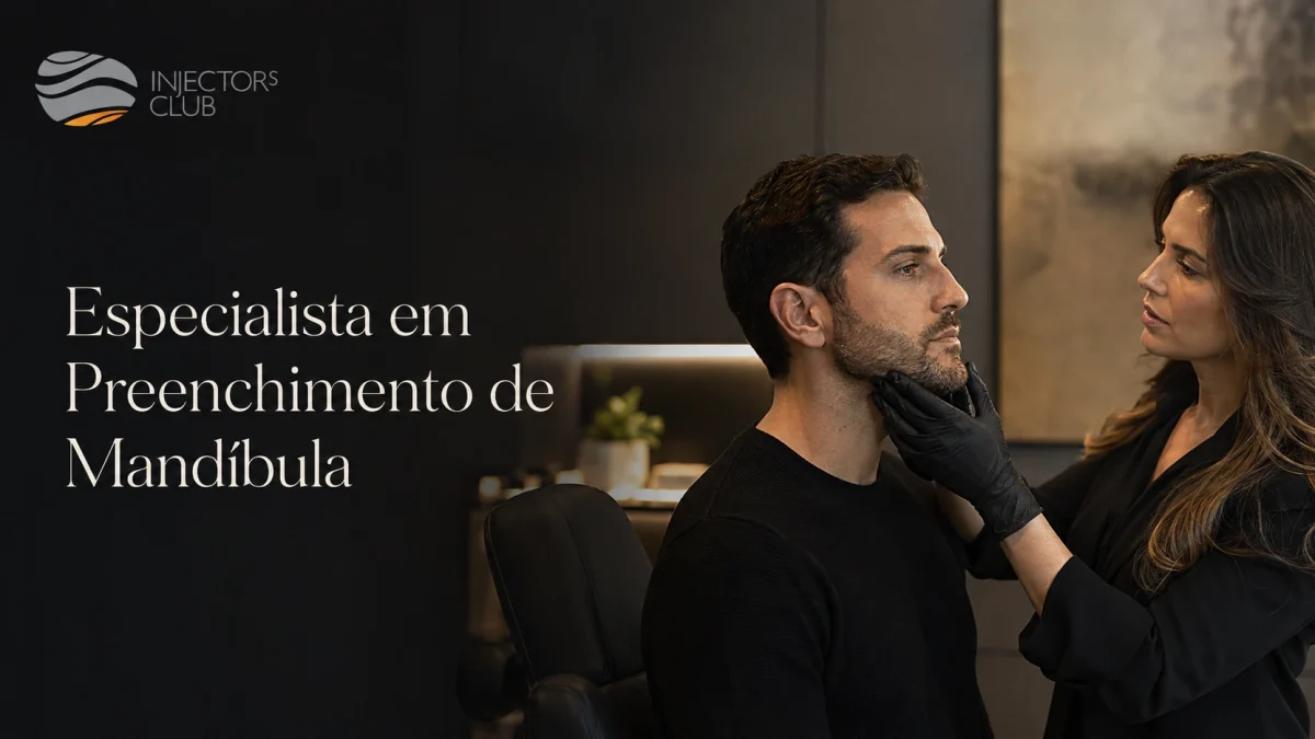 Avaliação do contorno da mandíbula de um paciente em consultório — especialista em preenchimento de mandíbula