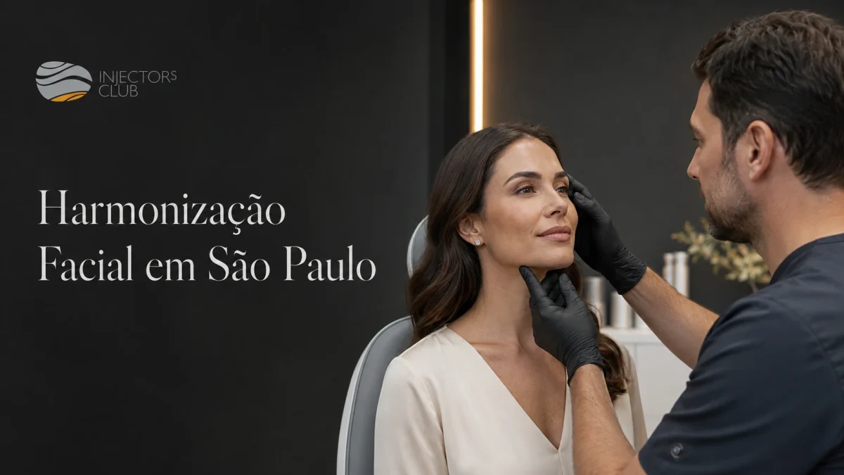 Harmonização facial em São Paulo Avaliação facial de uma paciente em consultório antes do procedimento — harmonização facial em São Paulo
