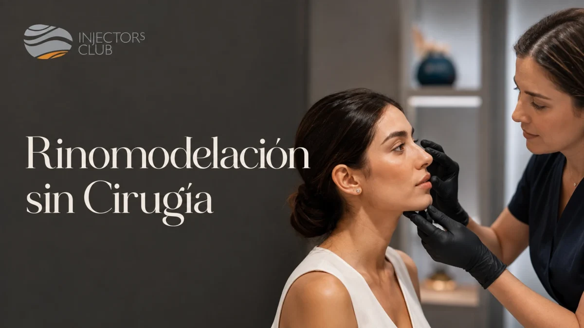 Evaluación del perfil nasal de una paciente en consultorio — rinomodelación sin cirugía